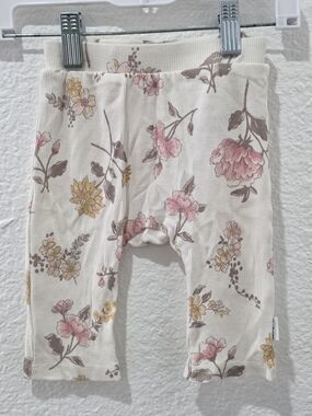 Gerber Cream Ribbed Leggings with Pink & Yellow Floral Print